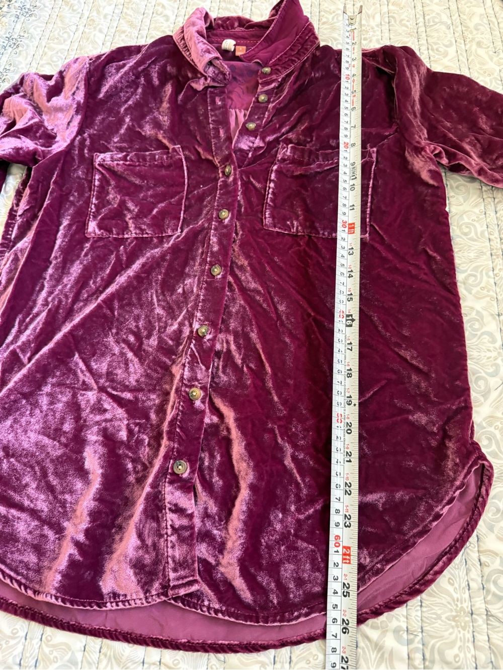 Pilcro Womens S Plum Velvet Button Down Shirt Blouse Whimsy Goth Romantic Y2K - Picture 8 of 9